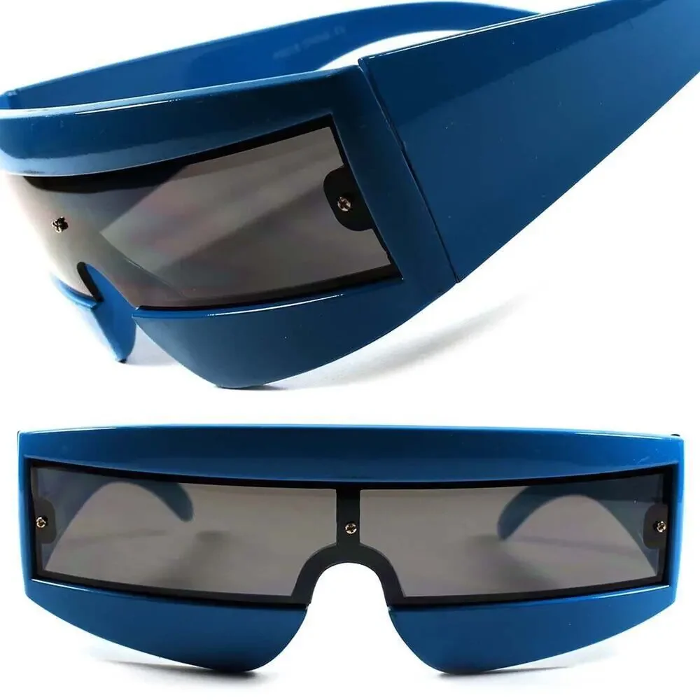 Blue Cyclops Futuristic Visor Sunglasses Alien Costume